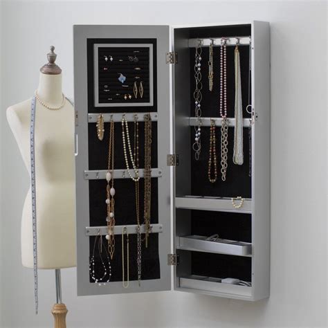 wall mounted jewelry holder with mirror